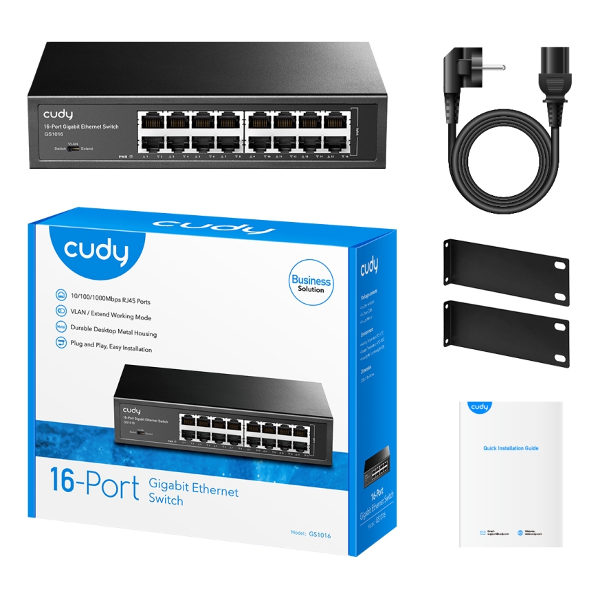 Cudy GS1016 tīkla pārslēgs Gigabit Ethernet (10/100/1000) Melns – 4