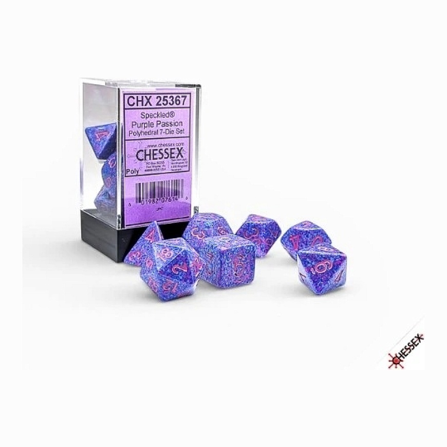 Chessex polihēdiskā punktiņota kaislība/rozā 7 kauliņu