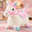 Lean Toys Pliušinis pripučiamas šokliukas arkliukas, baltas, 60 × 23 × 50 cm Lean Toys Pliušinis pripučiamas šokliukas arkliukas, baltas, 60 × 23 × 50 cm
