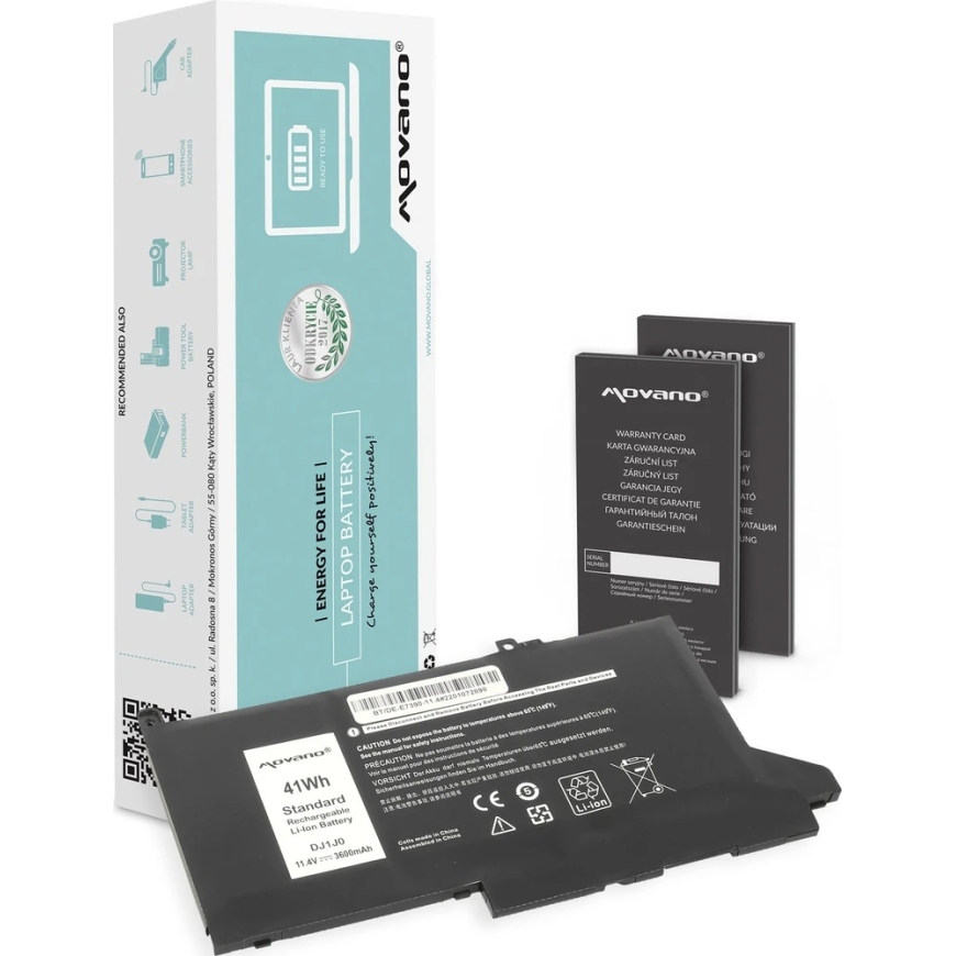 Movano Bateria myj96 do dell latitude e7390, e7490 - 11.4v - 3600 mah (41 wh) – 2