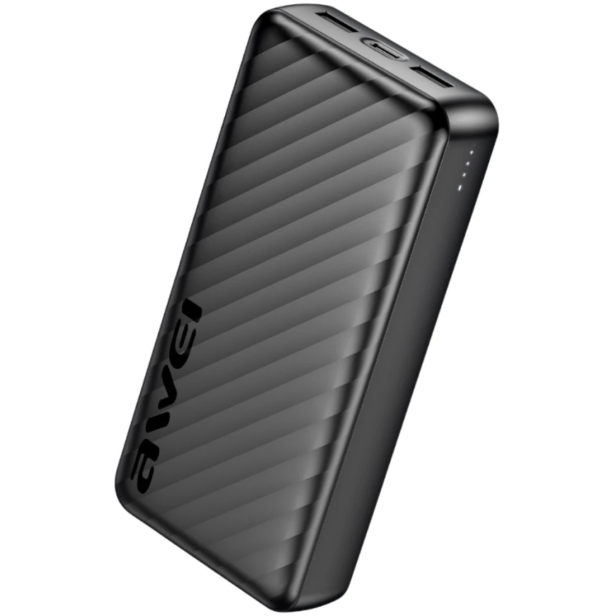 AWEI P6K Pro Ārējā Baterija 20000mAh 2xUSB-A/USB-C melns