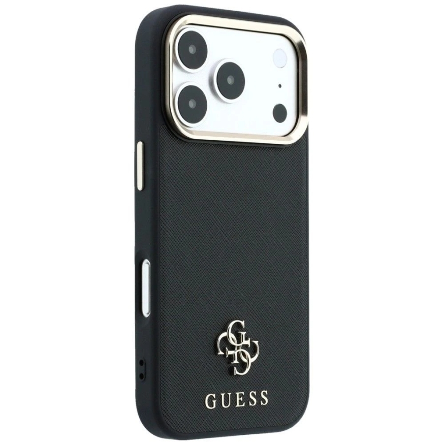Guess Saffiano Small 4G & Classic Logo MagSafe vāciņš iPhone 18 Pro / 17 Pro - Melns – 4