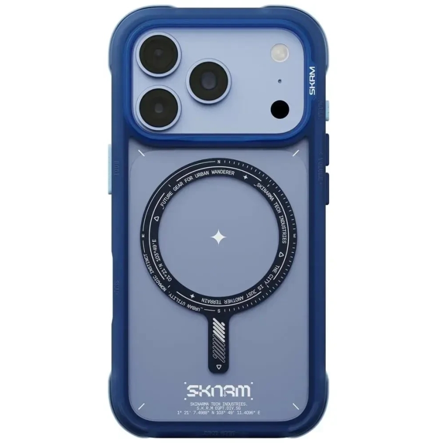 Dėklas Skinarma Avion MagSafe, skirtas iPhone 18 Pro / 17 Pro, mėlynas