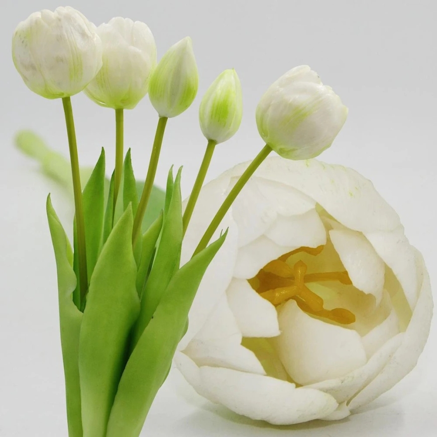 Saska Garden белый тюльпан пионовый букет 39 см – 5