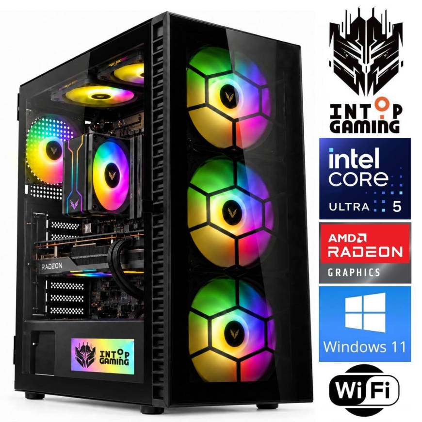 INTOP Ultra 5 245KF 16GB DDR5 1TB SSD M.2 NVME+2TB RX9060XT 16GB WiFi WIN11