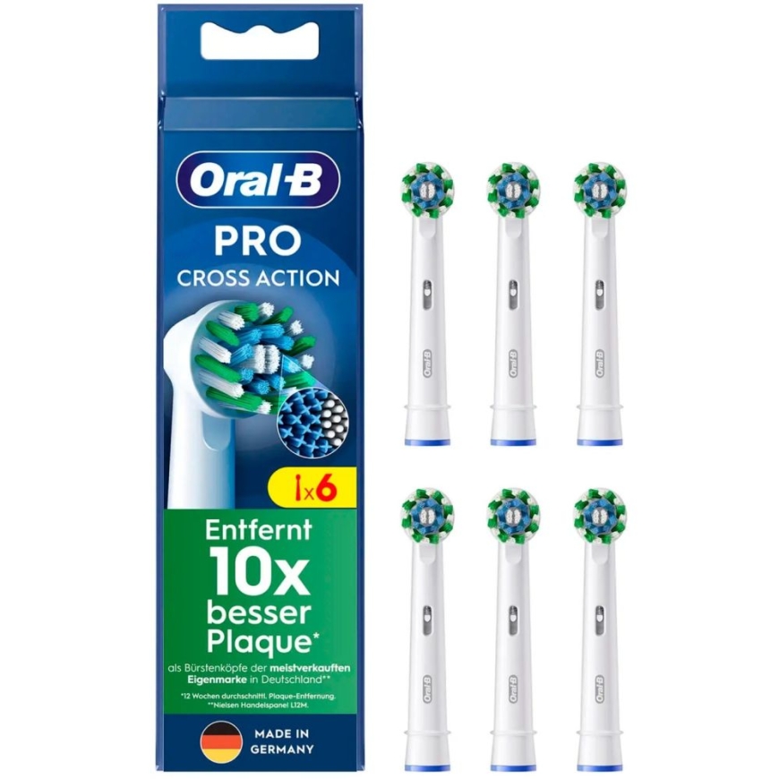 Pro Cross Action Replaceable Toothbrush Heads, 6-pack, White