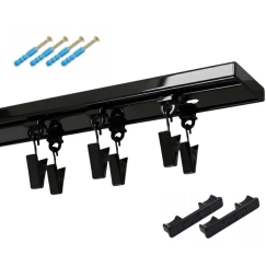 Decastyl Hanging Rail with Sliders and Hooks 150 cm Aluminum Black Double Kowalski