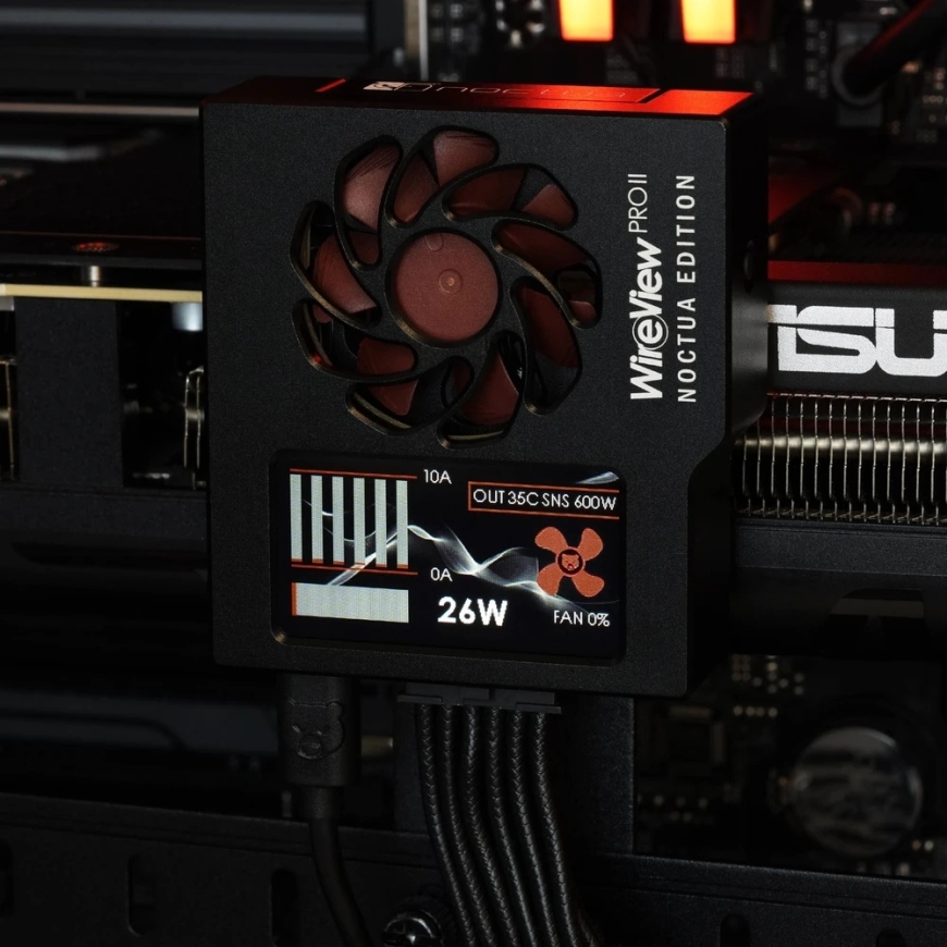 Thermal Grizzly WireView Pro II GPU Noctua Edition, 12V-2x6, TFT-IPS – must, pööratud – 3