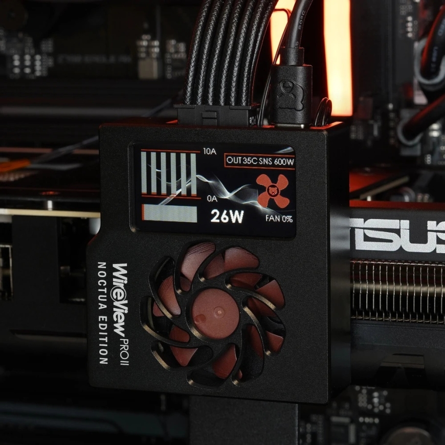 Thermal Grizzly WireView Pro II GPU Noctua Edition, 12V-2x6, TFT-IPS – musta, käännetty – 4