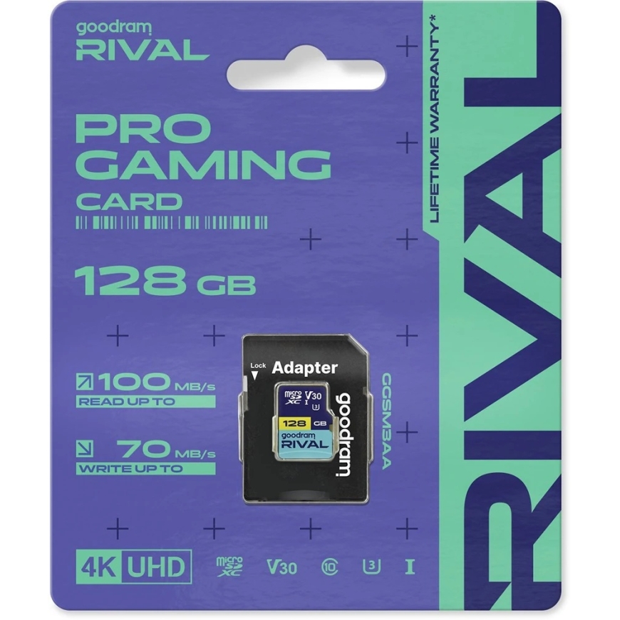 GOODRAM RIVAL M3AA 128 GB Micro SDXC V30 UHS-I U3 mälukaart + adapter (GGSM3AA-1280R12) – 4
