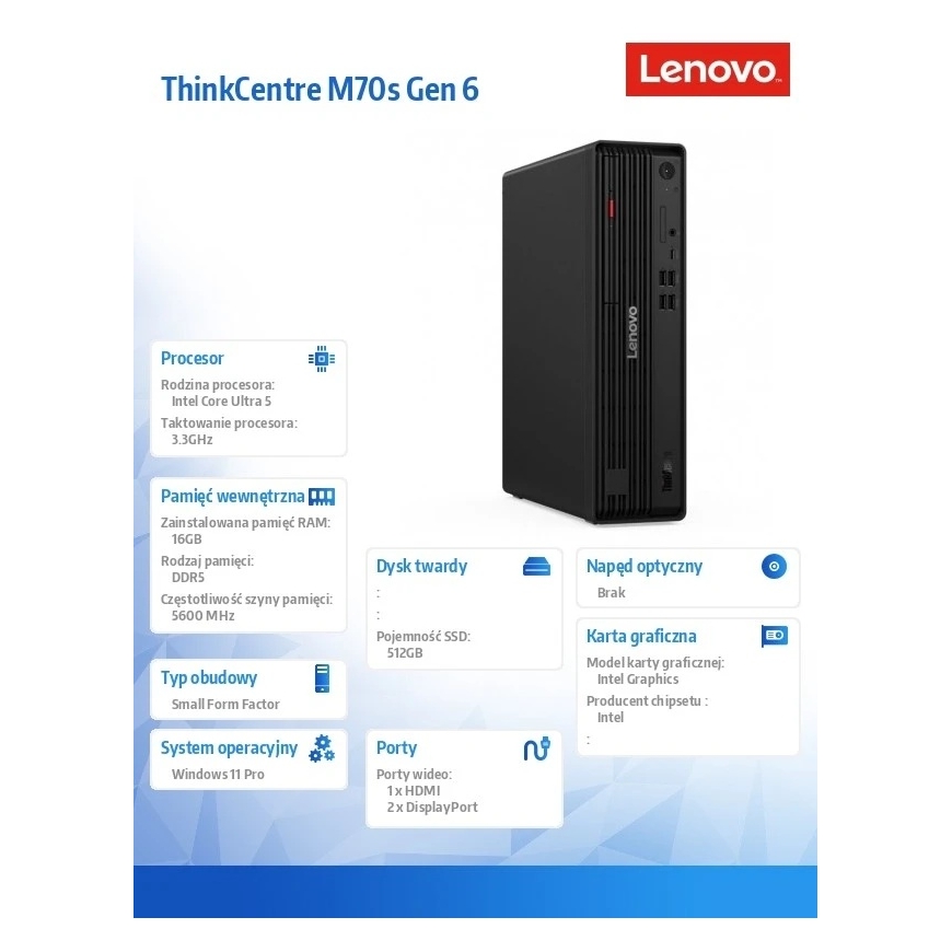 Lenovo M70s G5 U5-225 Datora stacija 16G 512G W11P 3YOS dators – 2
