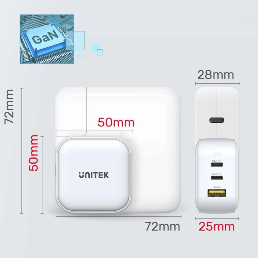 UNITEK P1108ABK 66W PD QC 3.0 Musta – 2