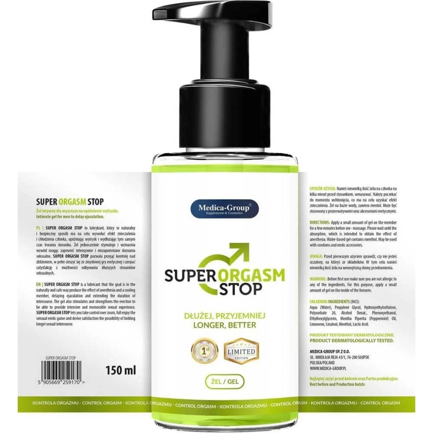 Medica MEDICA-GROUP_Super Orgasm Stop geel orgasmikontrolli abistamiseks 150ml – 3