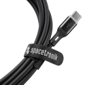 Spacetronik USB2.0 A-C LED cable 60W silicone, black, 2m