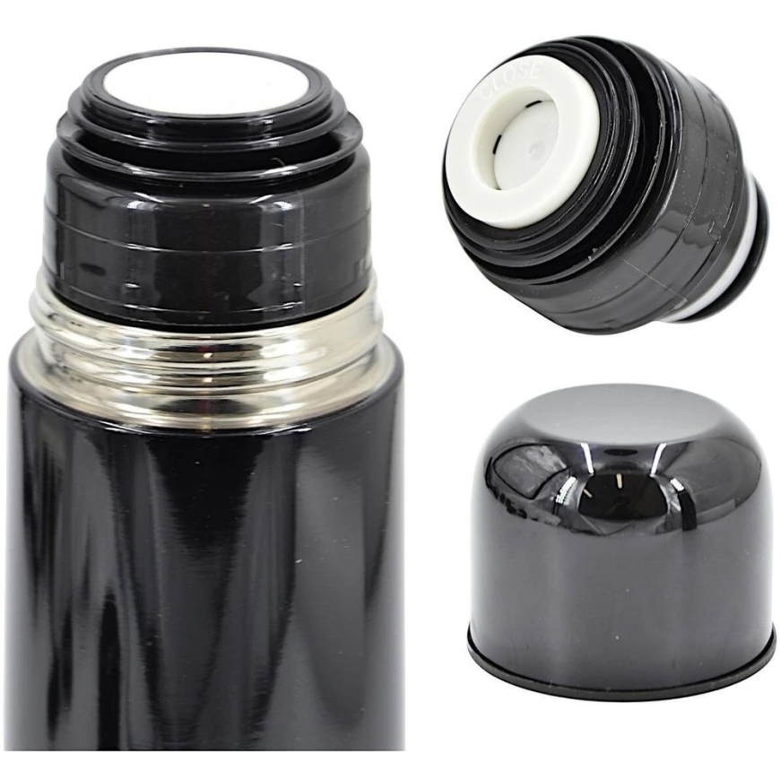 Roly TURISTI TERMOS, ROOSTEVABA TERAS, KAHEKORDNE SEIN, 500 ML, Must, STAMINA – 4
