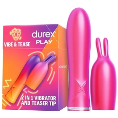 Durex Spēlējiet Vibe & Tease 2in1 vibratoru ar stimulējošu uzgali