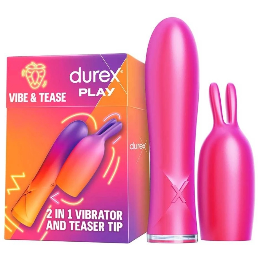 Durex Leiki Vibe & Tease 2in1-kiihottava vibraattori stimulaattoripäällä