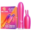 Durex Leiki Vibe & Tease 2in1-kiihottava vibraattori stimulaattoripäällä Durex Leiki Vibe & Tease 2in1-kiihottava vibraattori stimulaattoripäällä
