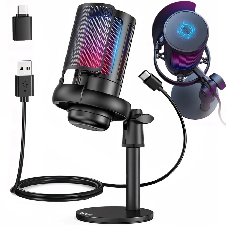 USB gaming microphone for computer with pop filter and mute function. – 3