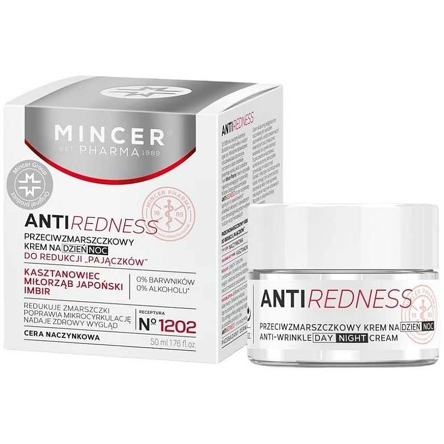 Mincer Pharma „Mincer Anti Redness“ dienas un nakts krēms pret grumbām, paredzēts kapilāru samazināšanai, nr. 1202, 50 ml – 3