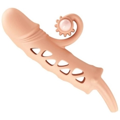 ROMANCE - Penis Sleeve, TPE Material, Vibration, LR41*3 Battery, Skin Color