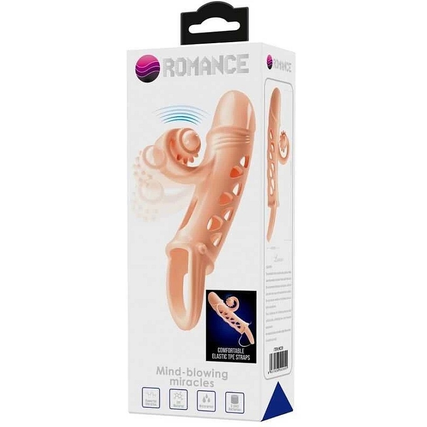 ROMANCE - Penis Sleeve, TPE Material, Vibration, LR41*3 Battery, Skin Color – 4