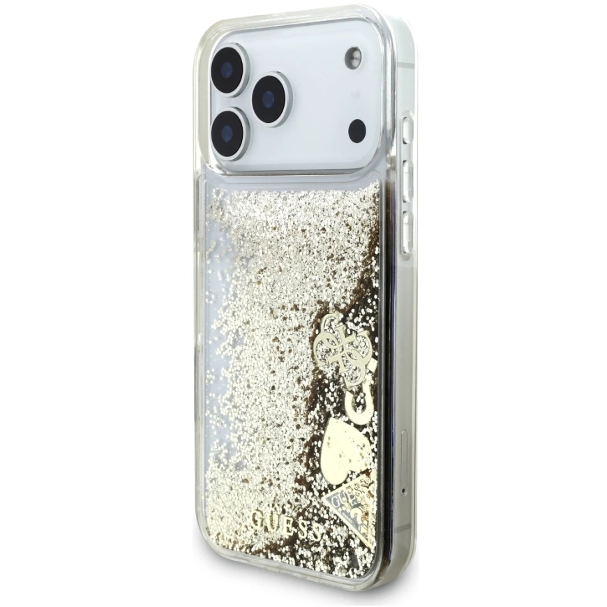 Чехол Guess Liquid Glitter 4G Charms для iPhone 18 Pro Max / 17 Pro Max, золотой – 3