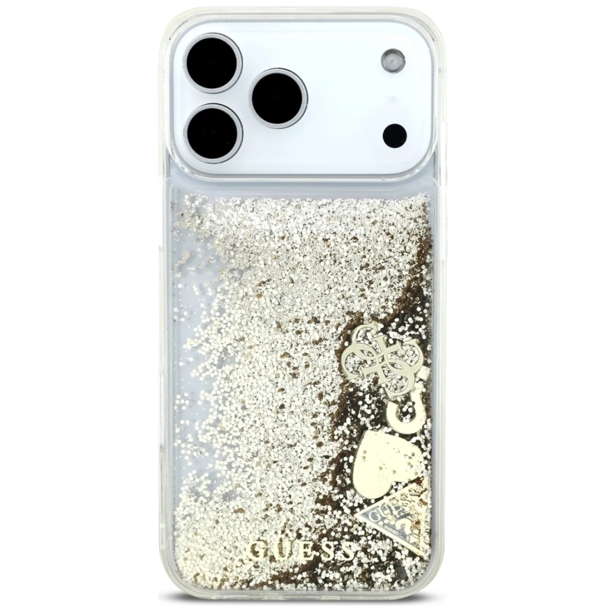 Guess Liquid Glitter 4G Charms Case for iPhone 18 Pro Max / 17 Pro Max, gold – 4