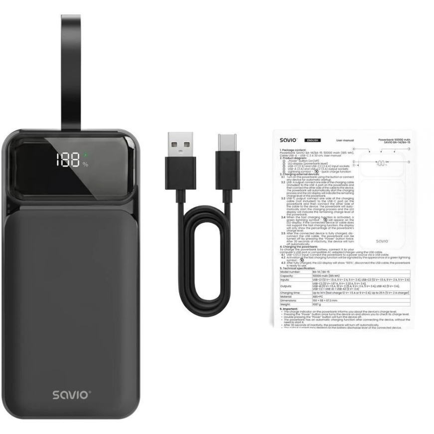 Savio BA-14 50000mAh 20W Черный – 3