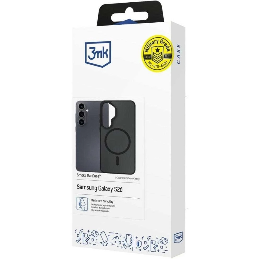 3MK Smoke MagCase ümbris Samsung Galaxy S26-le, must – 2