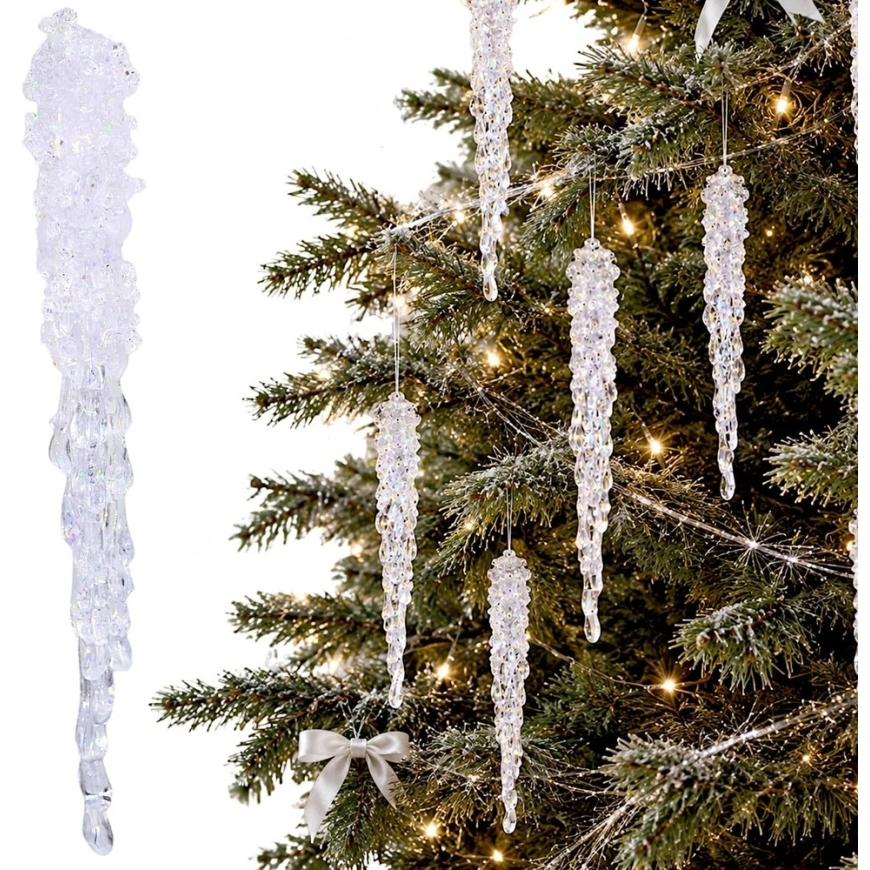 Edelman Christmas Ball Plastic Molded Safe Icicle Height: 21 cm 7 pcs. MICA