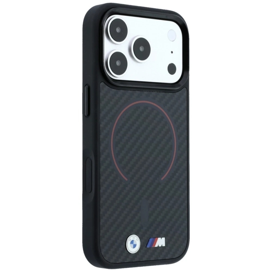 BMW M Kevlar Red Printed Ring with Metal Logo MagSafe Case for iPhone 18 Pro Max / 17 Pro Max - Black – 5