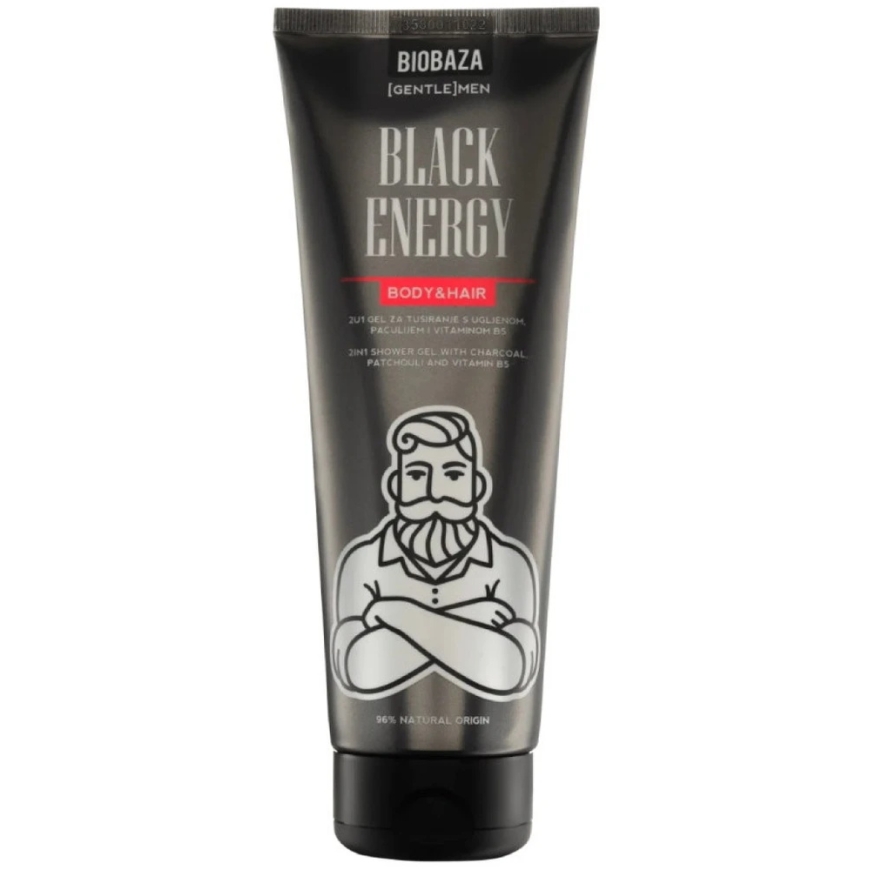 Biobaza Musta Energia Suihkushampoo 2-In-1 Hiili, 220 ml