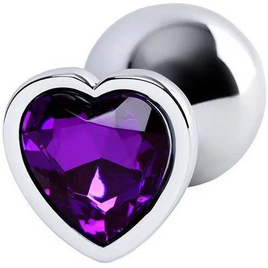 Toyfa Silver anal plug with violet gem heart-shaped – 2