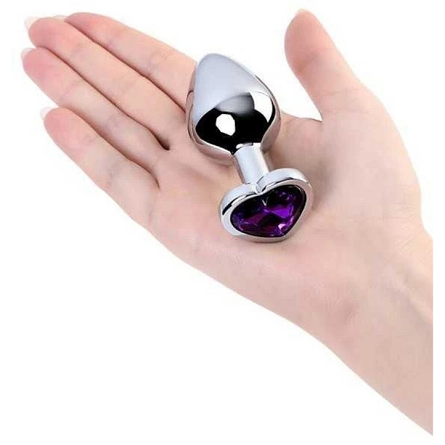Toyfa Sudraba anālais spraudnis ar violetu gem sirds formā – 4