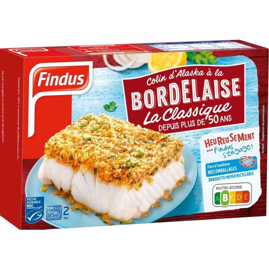 Šaldyti rudagalvių menkių kepsneliai, FINDUS, Bordelaise, 380 g