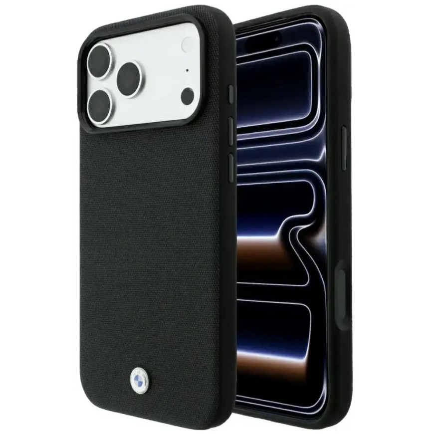 BMW Kevlar Metal Logo MagSafe kate iPhone 18 Pro / 17 Pro jaoks, must