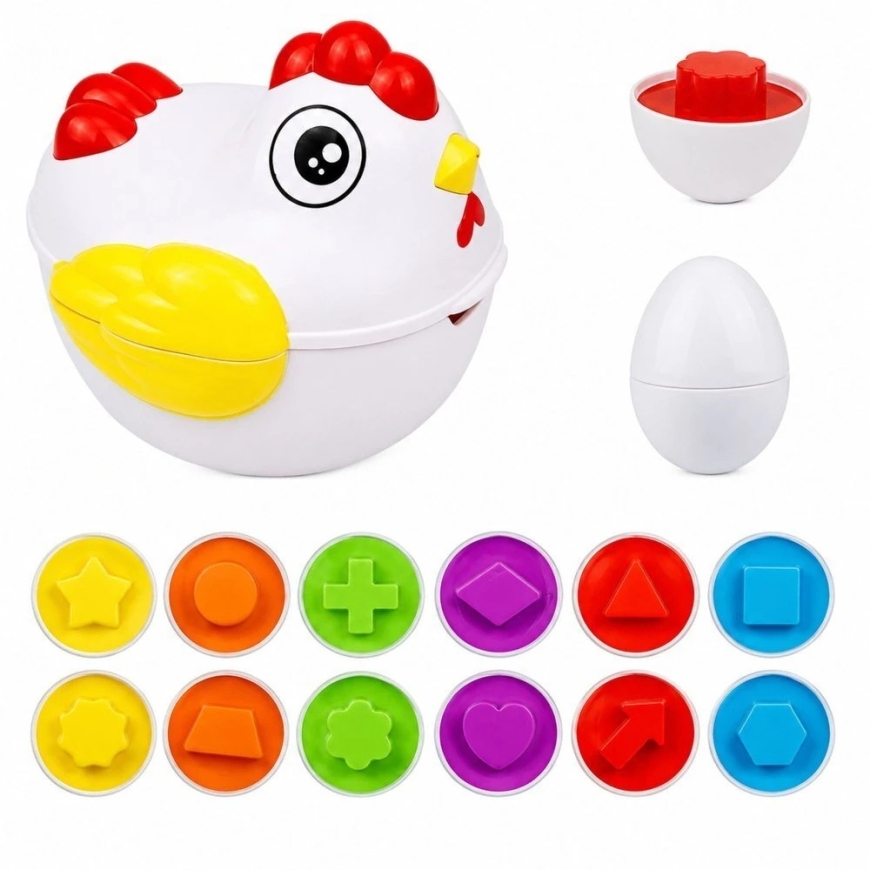 Lean Toys Hariduslik sorteerija 12 avaneva muna ja kana-kasti, mitmevärviline, 17 × 16,5 × 15 cm – 4