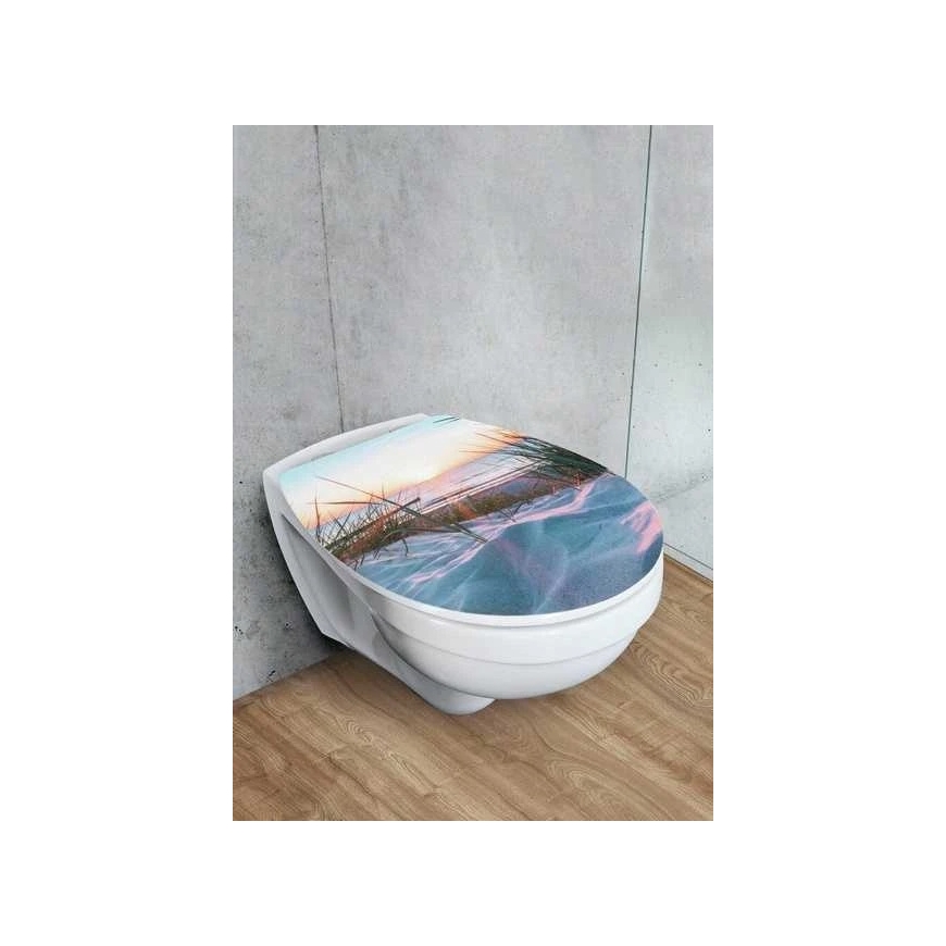 BALTIC WENKO slow-closing toilet seat with sunset pattern, 38.8 x 45 cm, thermoplastics. – 2