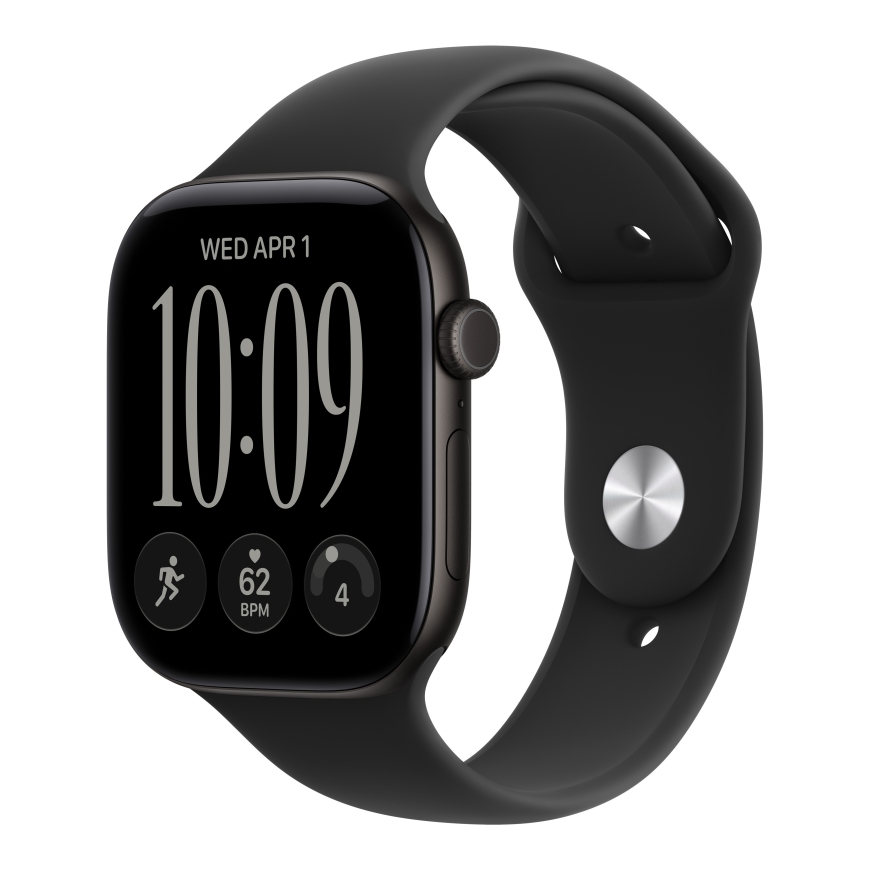 Apple Watch Series 12 (GPS + Cellular) 46 mm musta alumiiniumkorpus ja must sportlint, M/L
