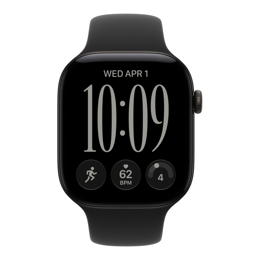 Apple Watch Series 12 (GPS + Cellular) 46 mm musta alumiinikuori ja musta urheiluranneke, M/L – 2