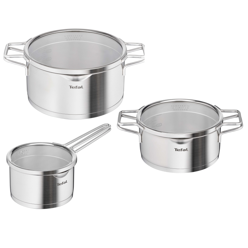 Tefal Nordica набор посуды, 3 предмета, нержавеющая сталь
