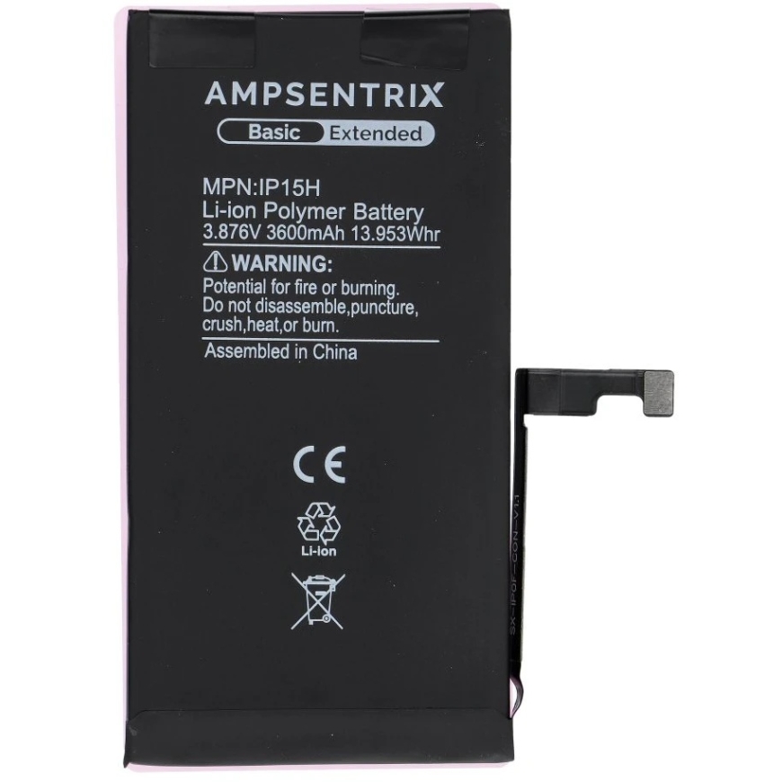 Cita "Oem AmpSentrix Basic" akumulators "iPhone 15" (augstas ietilpības 3600 mAh) – 3