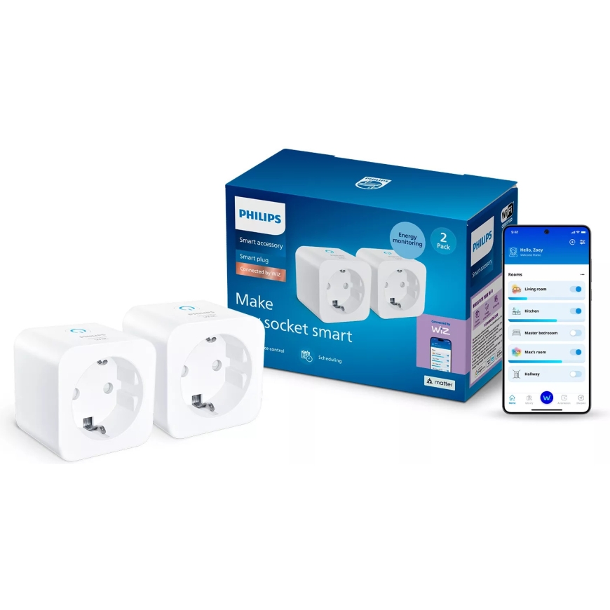 Philips Smart Lighting Smart Plug išmanioji kištukinė jungtis ir energijos suvartojimo matuoklis, 2 vnt – 2