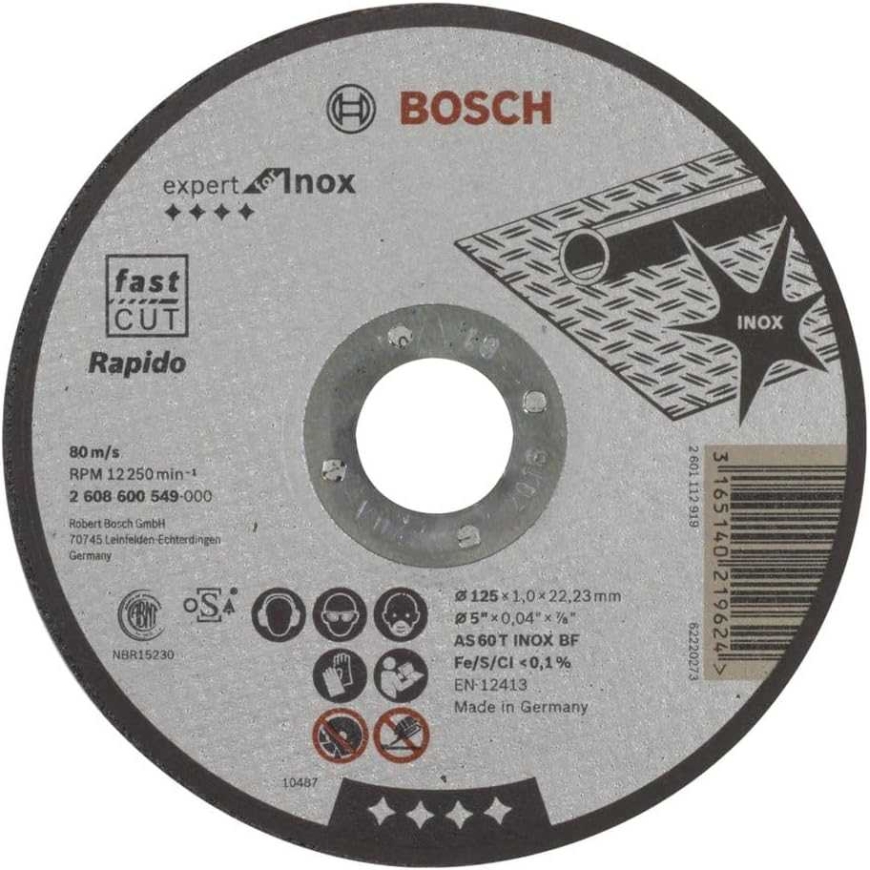 Дисками для резки Bosch Standard для Inox, Rapido, 125x1мм (WA 60 T BF)