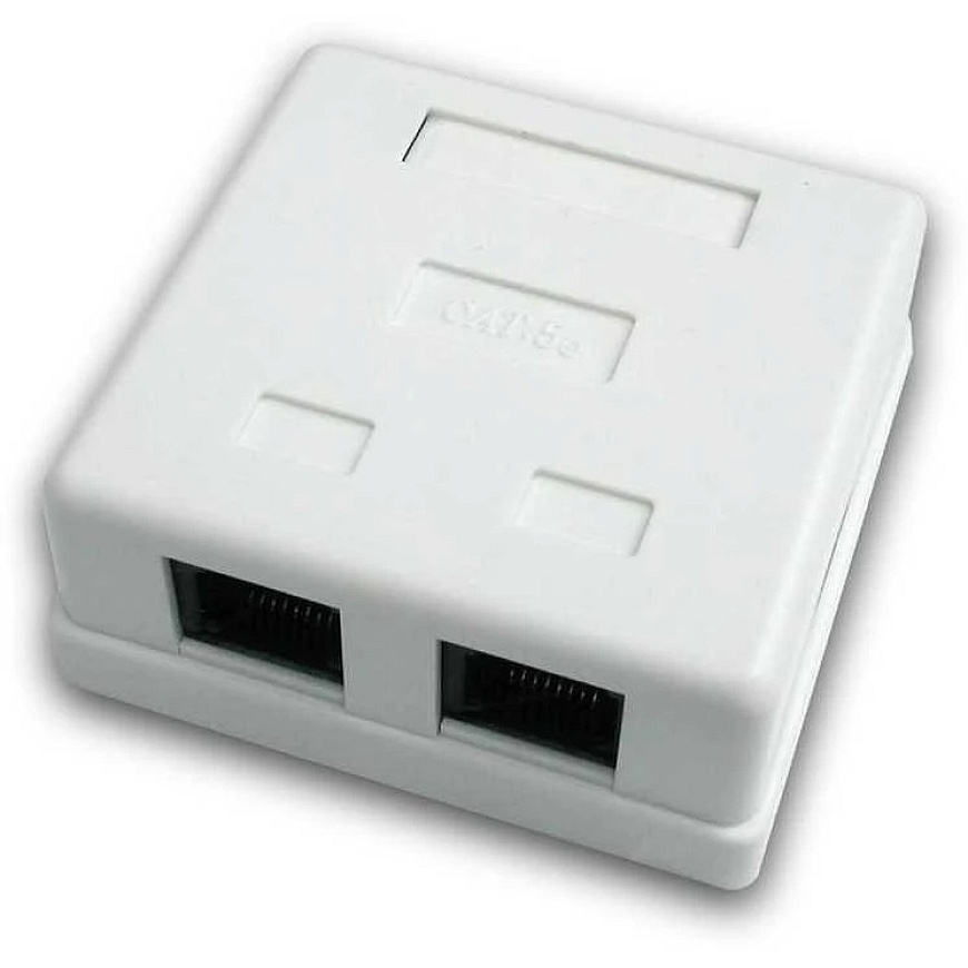DATACOM Data socket STP CAT5E 2xRJ45 baltas – 2