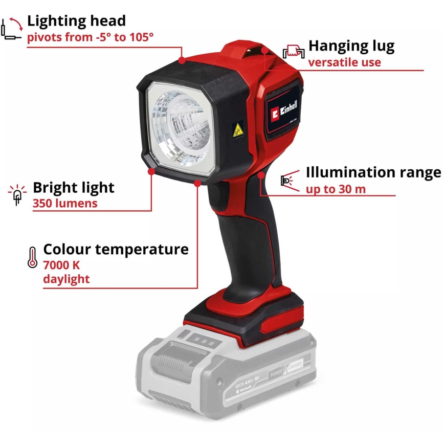 Einhell EINHELL Cordless Lamp TC-CL 18/350 Li - Solo, LED light without – 3