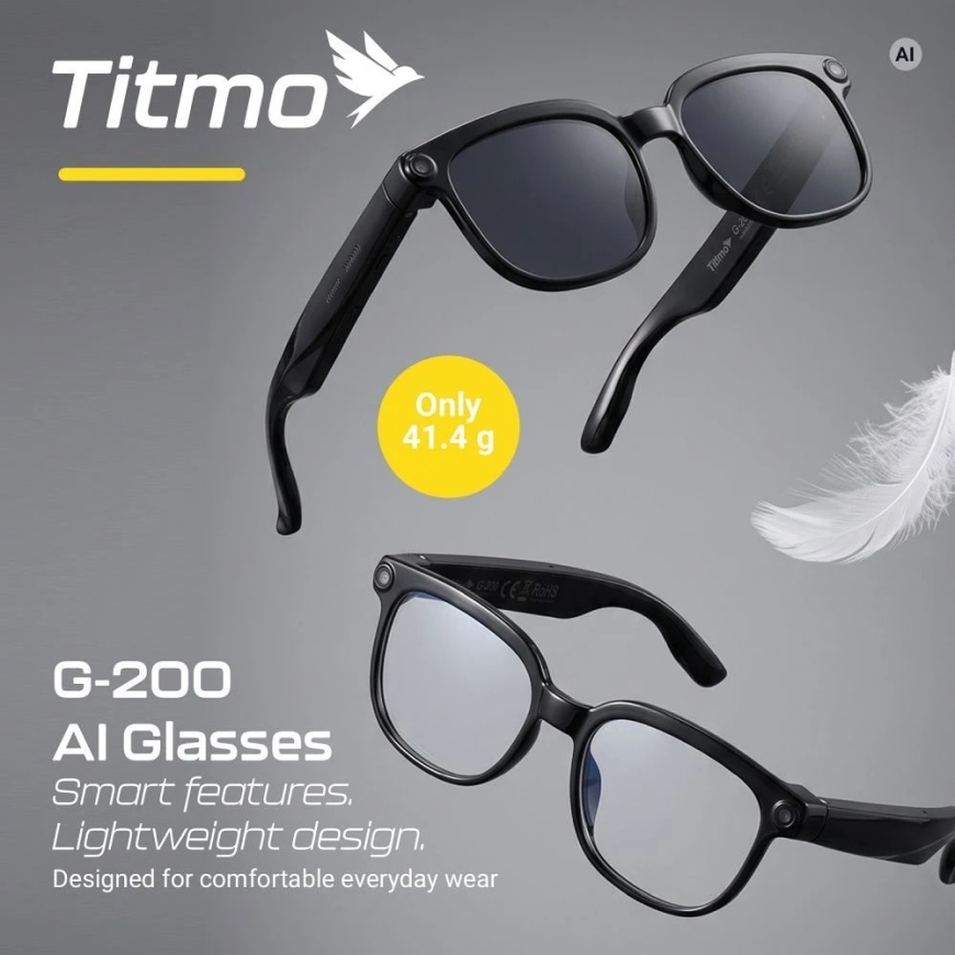 Smart Glasses Titmo G-200 Black with Music and Recording (Clear Lens) – 3