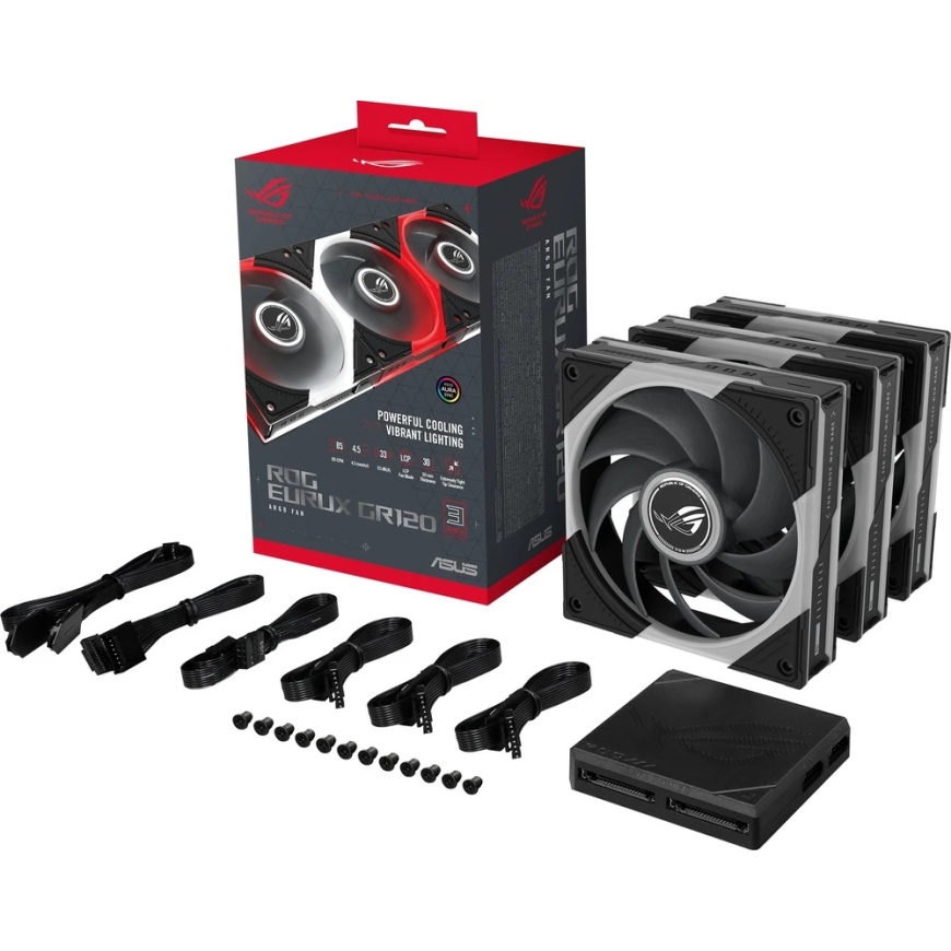 Asus ROG EURUX GR120 ventilators ARGB melns 3IN1 (90DA00J0-B09020) – 3