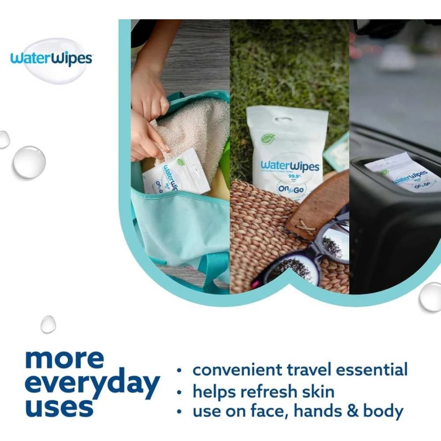 WATERWIPES SENSITIVE+ ON THE GO WET WIPES 8 PACKS OF 28 PCS. (224 pcs.) 3-IN-1 – 2